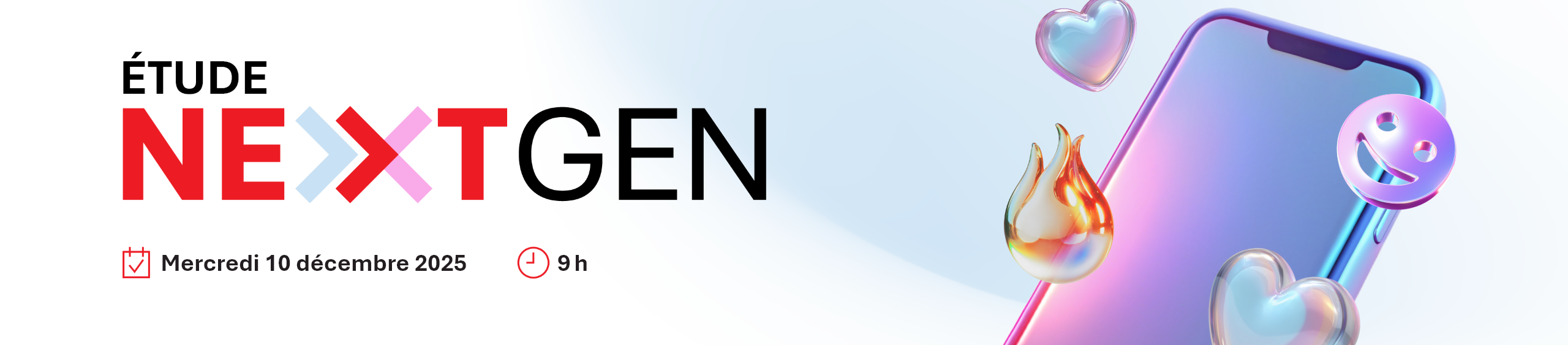 Bannière webinaire avec date et cellulaire chromé