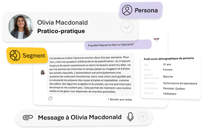 Visuel d'une conversation entre un persona et l'utilisateur
