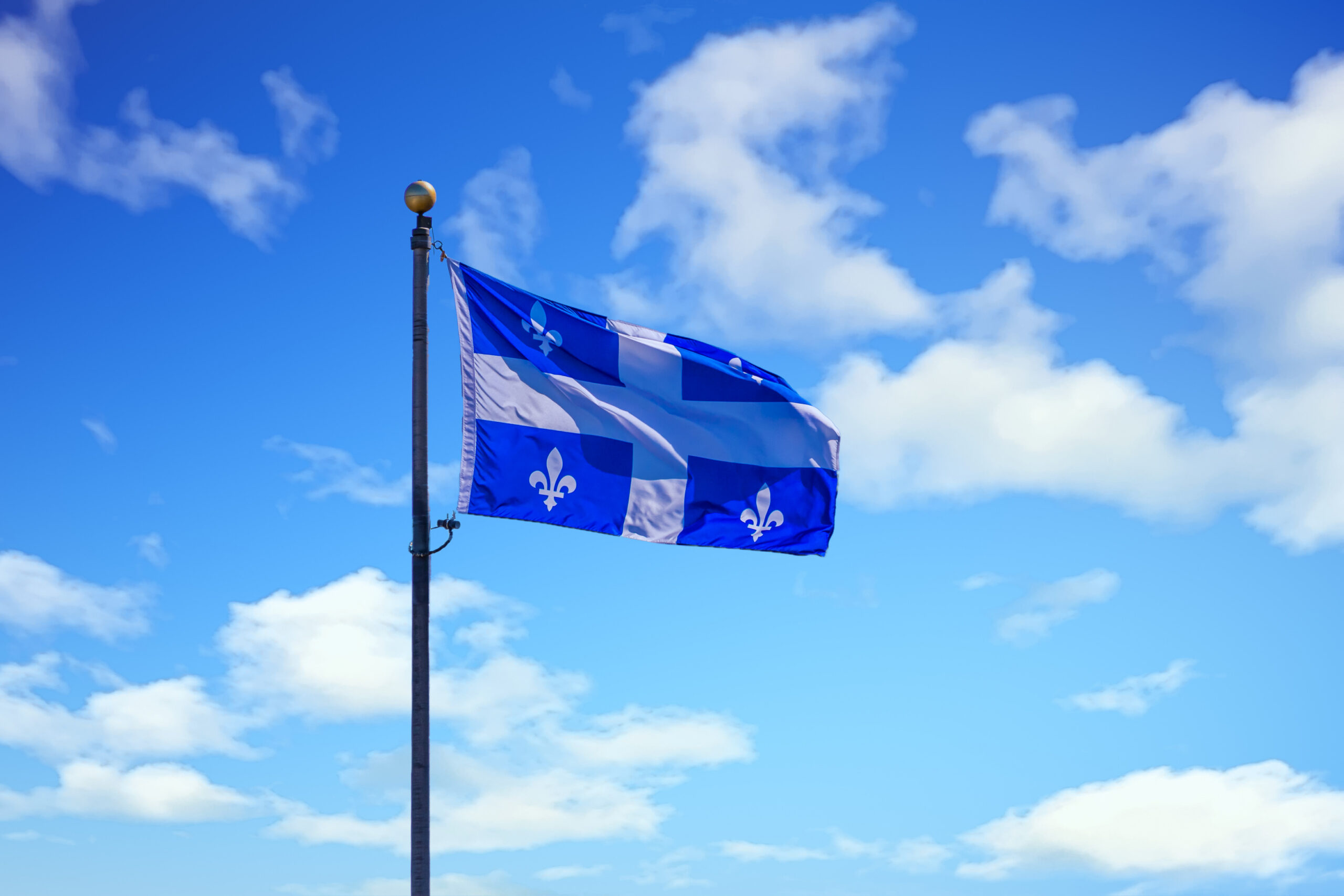 Quebec Flag on Sky Quebec Flag
